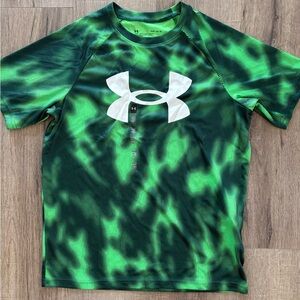 Under Armour Green tie die and Black Athletic Shirt Youth Large